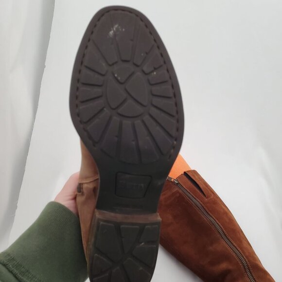 BORN Wide Calf Two-Tone Leather Suede Knee High Riding Boots Lace Up look 6WC - Picture 8 of 10